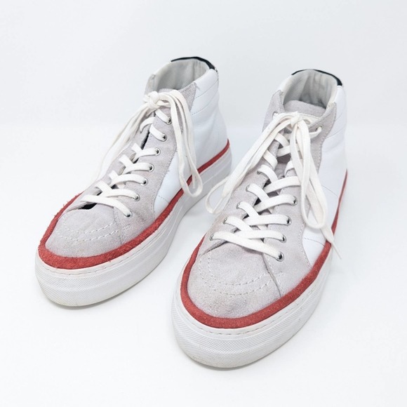 The Kooples White Leather Suede High Top Studded Colorblock Sneakers Size 38 - Picture 5 of 14